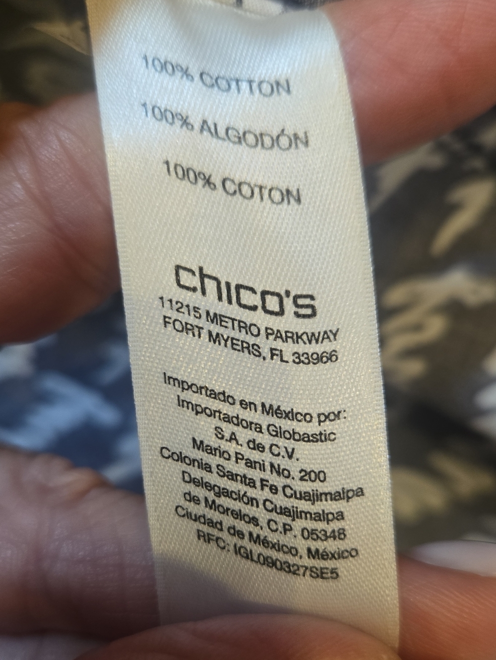 Chico's No Iron Deep Navy "Le Coup de Foudre" Button-Down Shirt - Picture 5 of 5